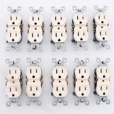 Leviton 5320-ACP Almond 15A Duplex Receptacle Outlets 5-15R Residential 10pcs
