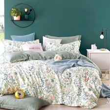 100 Cotton Floral Duvet Cover Twin Size 2PC - Botanical Wildflower Pattern with