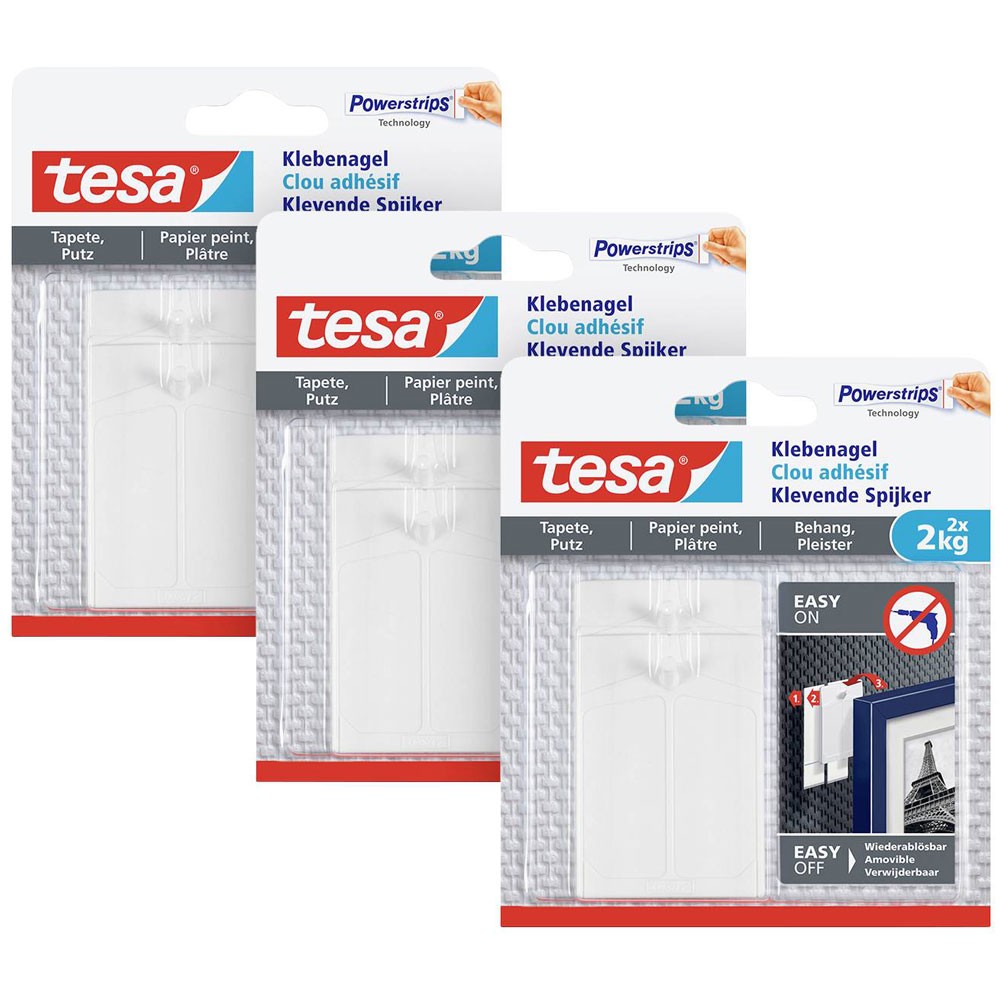 tesa Self-adhesive Nail 6pcs white no drilling needed