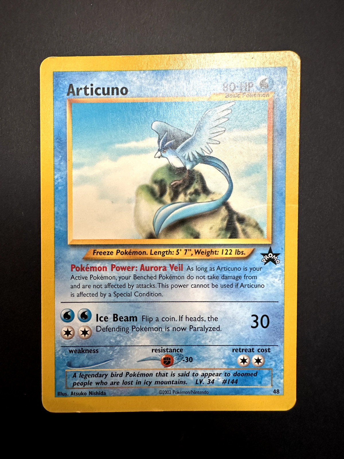 Pokemon Articuno BLACK STAR 48 WOTC PROMO League 2002 Moderately Played