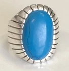 VTG Taxco Mexico TH-107 Sterling Silver Turquoise Sun Ray Large Ring Mens Sz 10