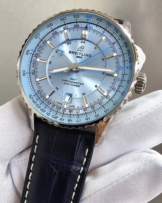 Breitling Navitimer Auto GMT 41mm Blue Dial Leather Men's Watch A32310171C1P1