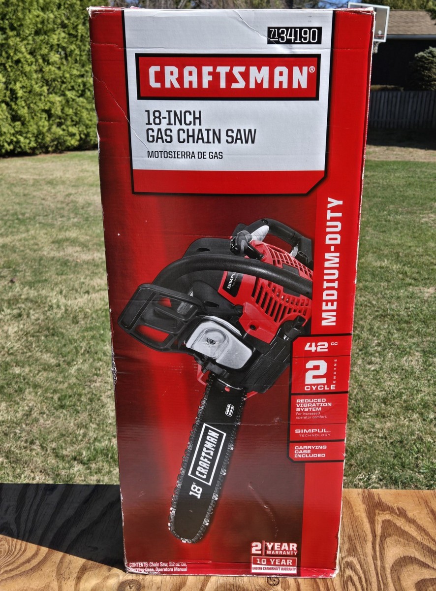 NEW Craftsman SEARS SIMPUL 18 inch 42cc 2 cycle Gas Chainsaw w