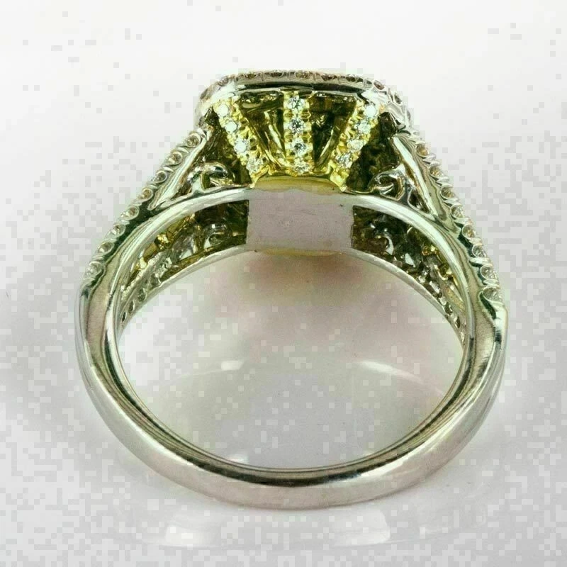 Anel de casamento folheado a ouro branco 14k com citrino e diamante criado em laboratório princesa 2,50 ct - Imagem 4 de 4