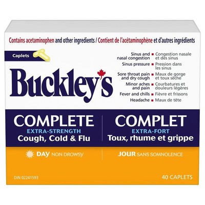 BUCKLEY'S COMPLETE Cough, Cold & Flu Extra Strength Daytime 40 Count  NO TARIFFE