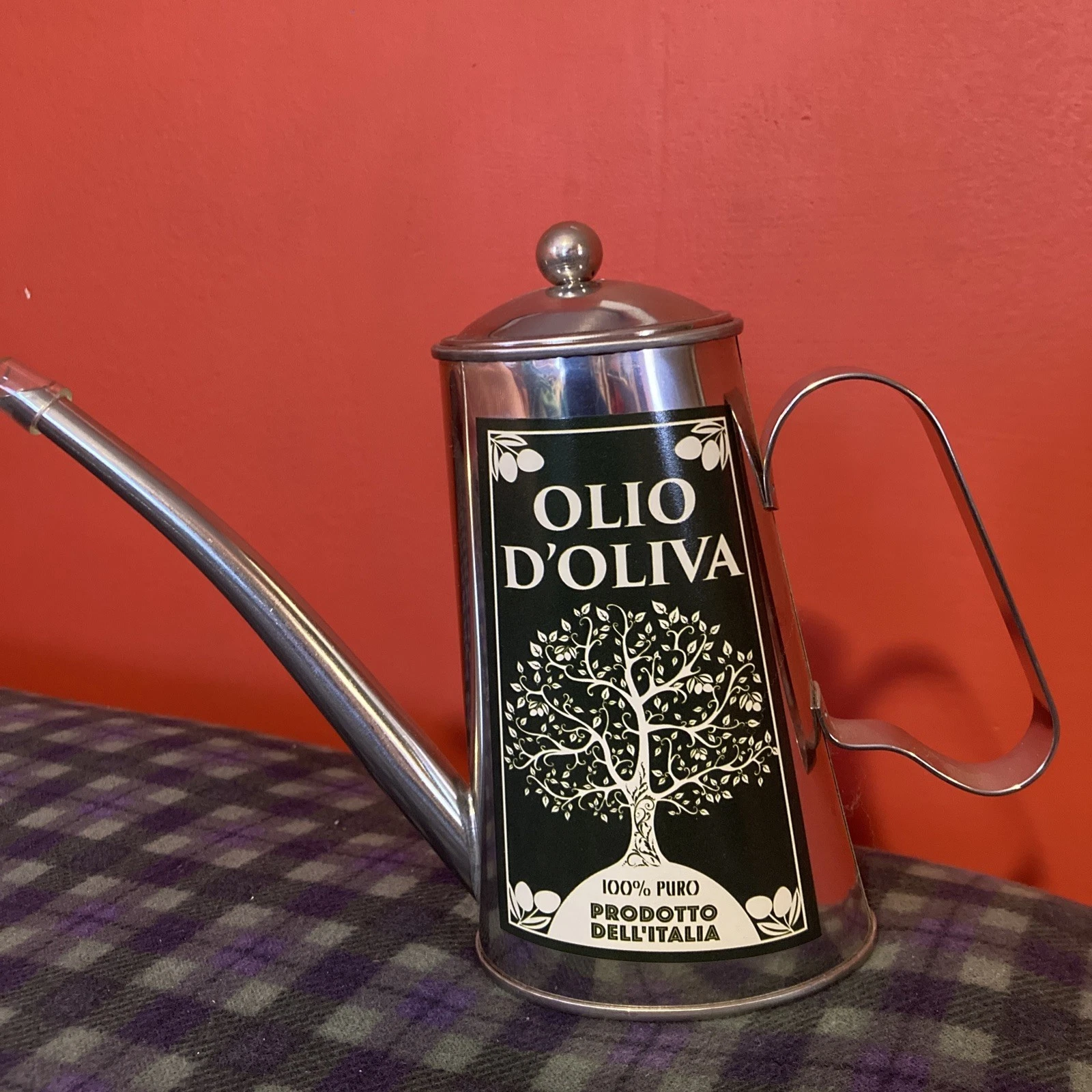 OLIO D’OLIVA Stainless Steel Italian Olive Oil Can 16 Oz Handle Drip less
Opens in a new window or t