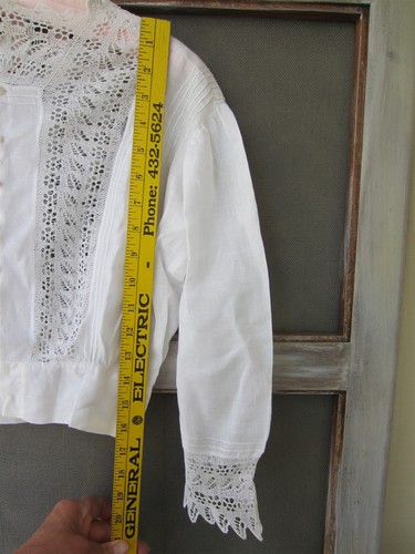 Antique Edwardian Victorian Handmade Crocheted Lace & Pleats Cotton Blouse Top - Picture 8 of 12