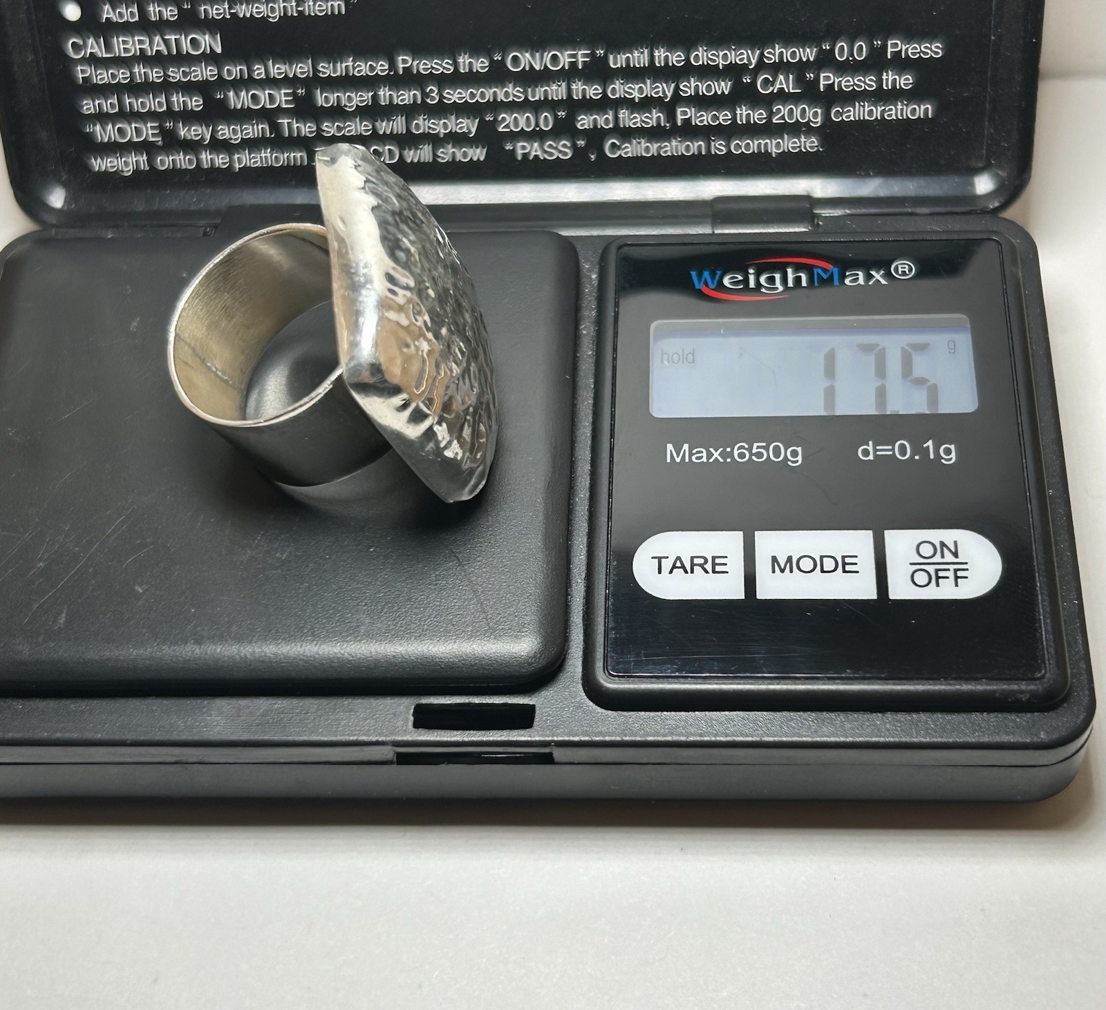 Solid 925 Sterling Silver Hammered Statement Ring… - image 6