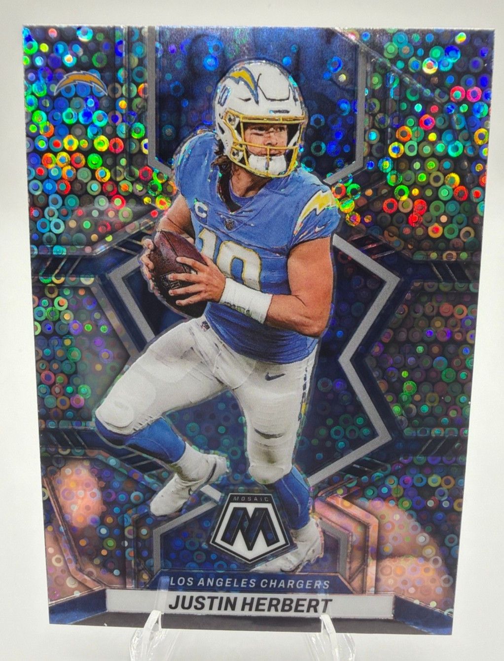 2022 Panini Mosaic Justin Herbert Disco Parallel #101 Los Angeles Chargers SP