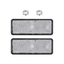 2PACK Rectangle Rear Reflectors Safety Reflective Warning Plastic White