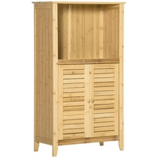 Badzimmerschrank mit offener Regal Badregal Badezimmer Standregal Bambus Natur