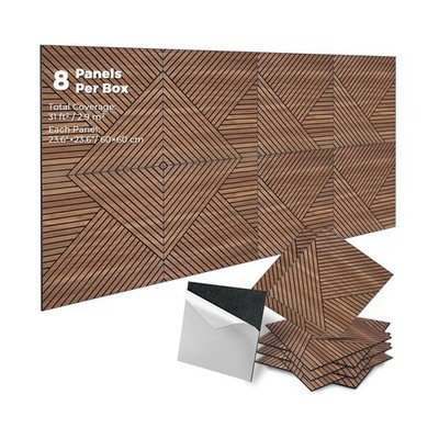 3D Peel and Stick Acoustic Wall Panels   8 Pack Self-Adhesive Wood Pattern