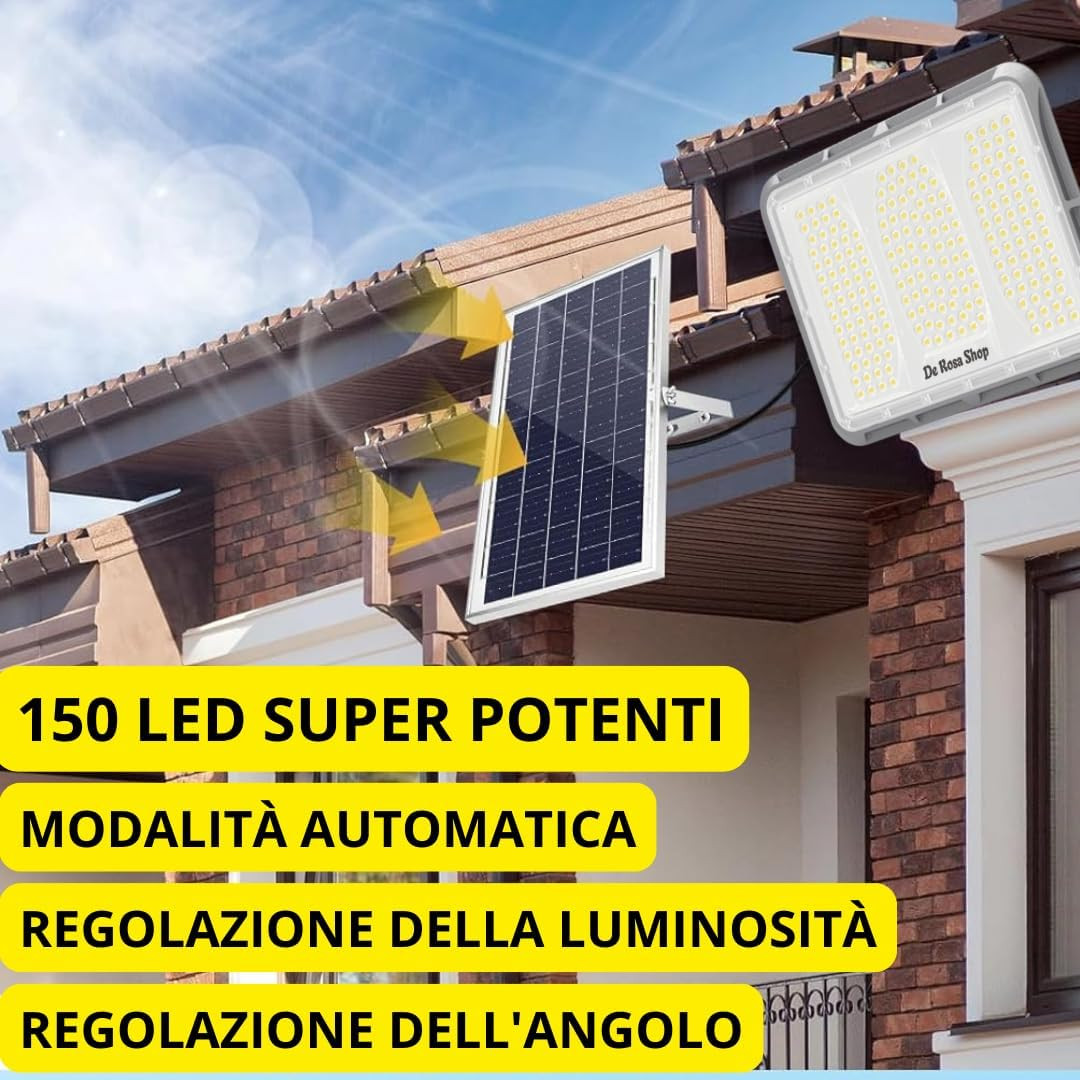 Faro Faretto LED 600W Solare Esterno 150 LED SMD Sensore Crepuscolare - 2