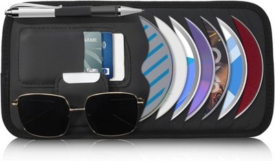 Car CD Holder Leather Visor Organizer Sun Visor Case Holders Multi-Function DVD