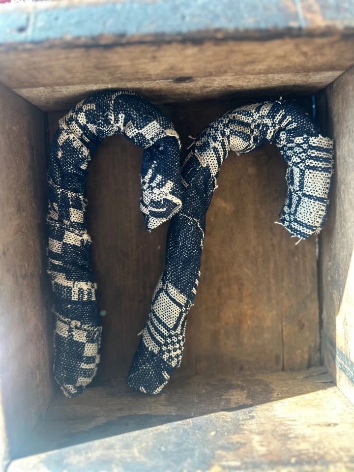 Cobertor Azul Primitivo Grande Bastones de Caramelo Cuenco Relleno Adornos Navidad Foto 4 de 4