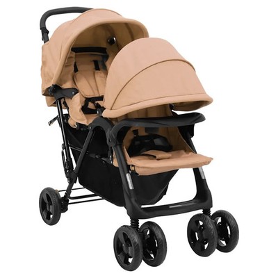 Double Stroller 80 x 96 x 104 cm Lightweight Foldable Safe Design Pushchair