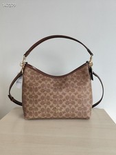 COACH CV975 Laurel Shoulder Bag In Signature Leather Tan/Brown outlet New