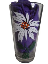 MCM Peanut Butter Juice Glass Tumbler White Poinsettia Estate find 5" #2