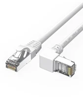 Cat6 Ethernet Cable - White, 90 Degree Right Angle, 10FT, RJ45 LAN, Gigabit N...