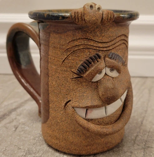 Pottery Ugly Face Coffee Mug-stoneware handcrafted studio vintage