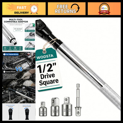 1/2'' Offset Electric Ratchet Wrench Extension Set with 3/8'' to 1/4'' Adapters - E