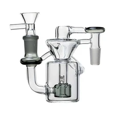 90 Degree Recycler Glass Ash Catcher 14mm Hookah Bong Bubbler Water Pipe Bowl S