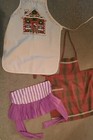 Lot Of 3 Handmade Child Bib Apron Christmas Ginger Bread Holiday Plaid Cooking