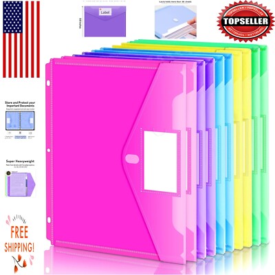 10-Pack Heavyweight Poly Binder Pockets with Hook & Loop Closure - Letter Size