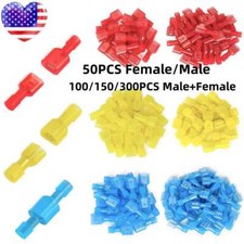 50/300PCS Nylon Insulated Wire Spade Terminals Cable Crimp Connectors 22-10 AWG