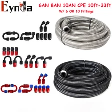 10/16/20FT 6AN 8AN/10AN Braided Fuel Hose Line w/ Swivel Hose End Fitting Kit US