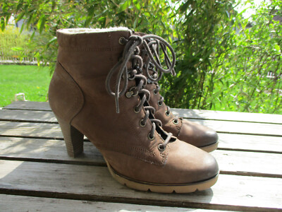 stylische Stiefeletten Ankle Boots Schnür-Booties Leder