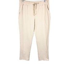 Denim  Co. Active Reg. Duo Stretch Full-Length Drawcord Pants Taupe Large Size