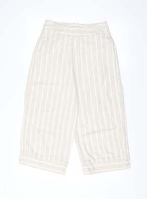 Commoners Damenhose beige gestreift Baumwolle zugeschnitten Größe 10 L20 in normalem Zi