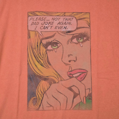 Lucky Brand ADULT Shirt 2XL XXL Orange COMIC DAD CASUAL MENS FUNNY GIRL NWT