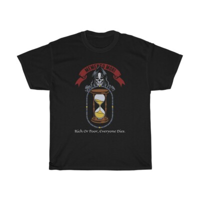 Memento Mori, Unisex Heavy Cotton Tee, Death, Grim Reaper, Black Cowl, Hourglass