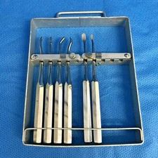 Set of 6 Richards Gouges & Elevators Curettes w/ Case Orthopedic 