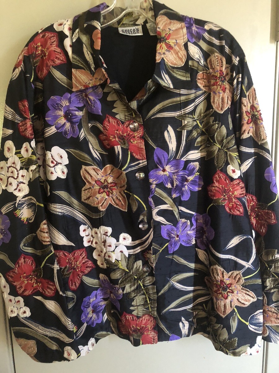 Chico's Design Sz 2 Jacket. Beaded Embroidered Multicolor