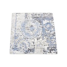 2'1"x2'1" Beige Silk Textured Wool Circle Design Sample Hand Knotted Rug R80419