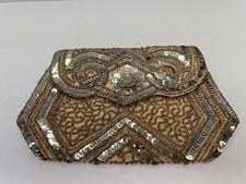 1920s Art Deco French Handmade Sequin Beaded Evening Owl Purse Antique Clutch