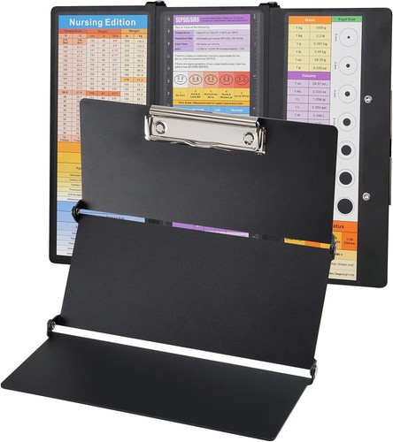 Nursing Trifold Metal Folding Clipboards with Cheat Sheets Black TY02_K - Bild 1 von 8