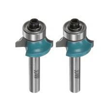2pcs Roundover Router Bit 1/4 Shank 5/32" Radius Carbide Tip with Bearing Cyan