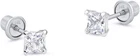Princess Diamond Baby/Child Stud Screw back Earrings in Solid 14k White gold