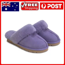 UGG Slippers Womens Australian Double Face Sheepskin Non-slip Rosa Scuff Purple