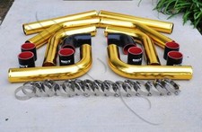 8 Pieces 2.5 Gold Intercooler Piping Black Silicone Coupler T-blot Clamp Kit 8 Pieces 2.5 Gold Intercooler Piping Black Silicone Coupler T-blot Clamp Kit
