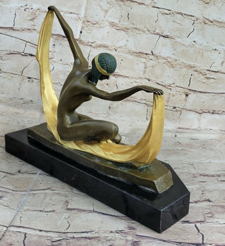 Signed Chiparus Charming Dancer Bronze Nude Statue Sculpture 10" Tall Figure NR - Picture 6 of 7