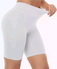 3 Pack White Seamless Slip Shorts High Waisted MEDIUM Yoga Under Dresses Smooth
