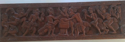 Large Plate Wooden Carved Dancers Ceremony African Character Africa - Photo 9 sur 13