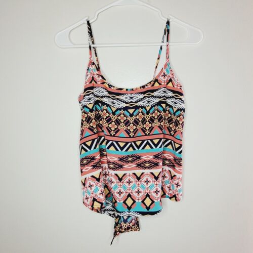 Ambiance Top Women's Small Coral Bohemian Western Print Flowy Lightweight Easy