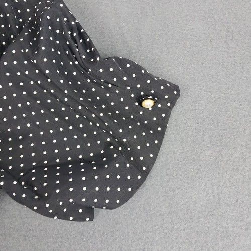 VINTAGE 80s 90s WOMEN'S Black White Polka SHORT SLEEVE ROMPER PETITES - SIZE 12P - Picture 5 of 12