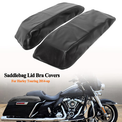 Black Saddlebag Lid Covers Fit For Harley Electra Street Glide Road King 2014-up